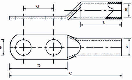 COPPER LUGS WITH 2 HOLE AND LONG BARREL - CLWB Series