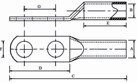 COPPER LUGS WITH 2 HOLE AND STANDARD BARREL - CSWB Series